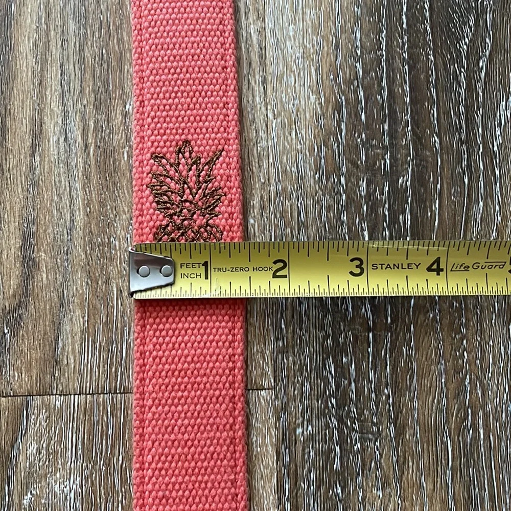 Vineyard Vines Pineapple Canvas and Leather Belt